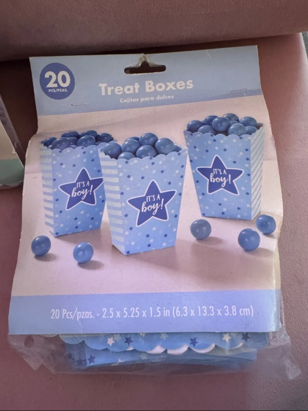 Baby Shower Treat Boxes - Blue & White Set (20 pcs) includes (2)packages. NWT